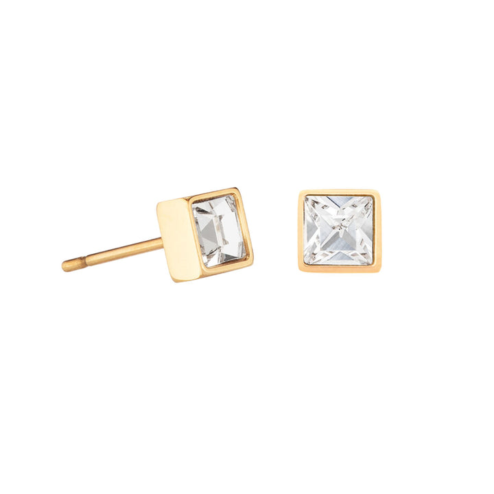 Coeur de Lion Brilliant Small Stud Earrings Gold Crystal - Michael Jones Jeweller