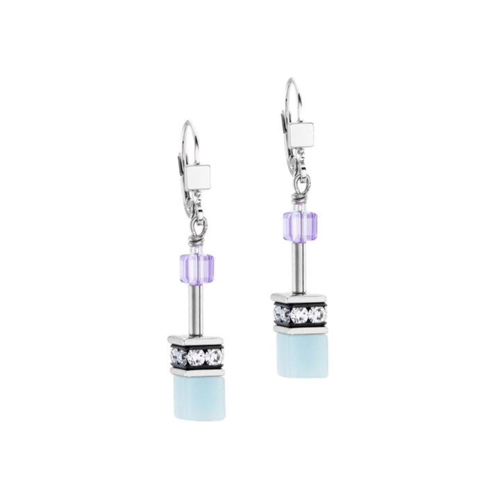 Coeur de Lion GeoCUBE® Iconic Earrings Aqua-Lilac - Michael Jones Jeweller