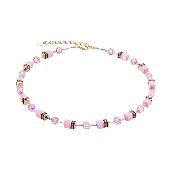 Coeur de Lion GeoCUBE® Iconic Mono Gold Necklace Pink - Michael Jones Jeweller