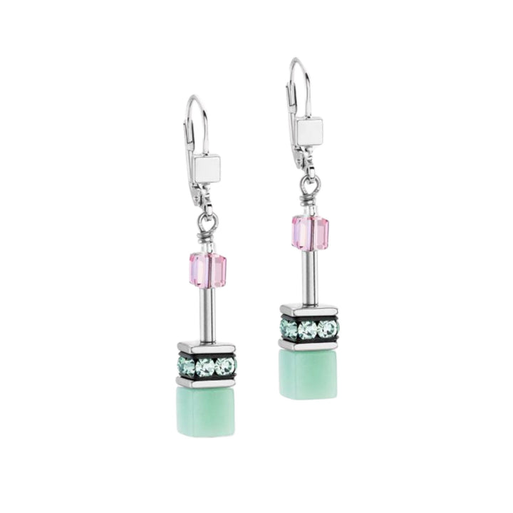 Coeur de Lion GeoCUBE® Iconic Earrings Green-Pink