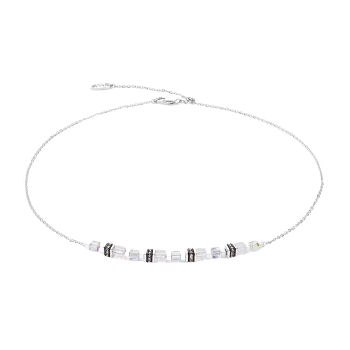 Coeur de Lion Necklace Mini Cubes & Chain Silver-White - Michael Jones Jeweller