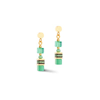 Coeur de Lion Mini Cubes Drop Earrings Green-Gold - Michael Jones Jeweller