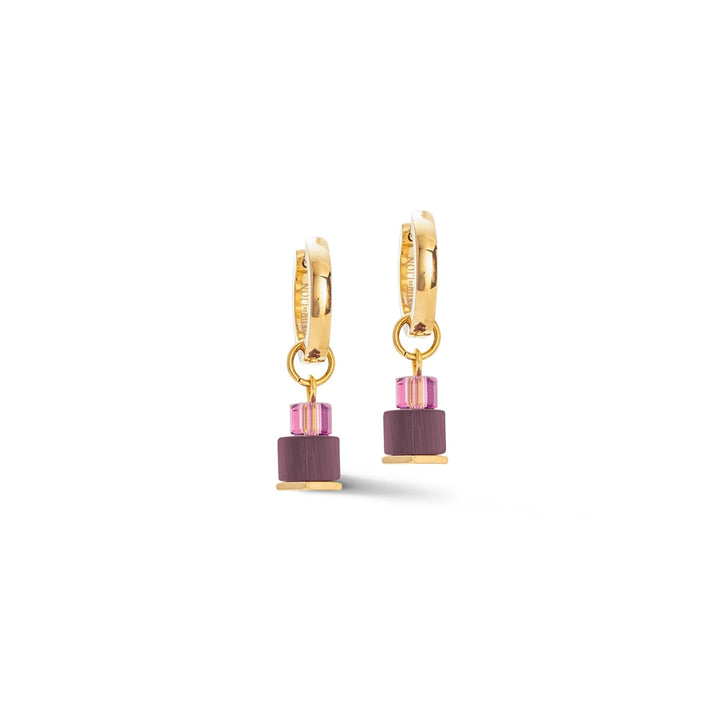 Coeur de Lion Fusion Charm Hoop Earrings Gold-Red - Michael Jones Jeweller