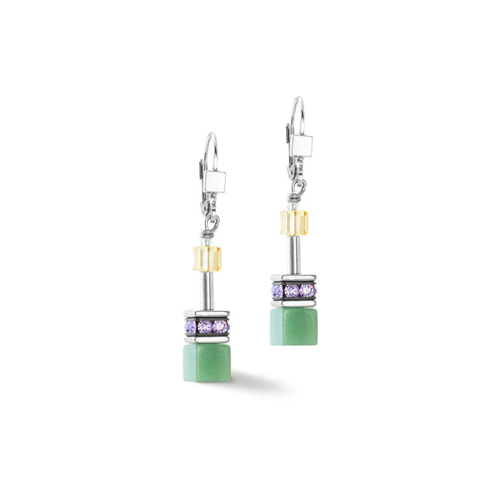 Coeur de Lion GeoCUBE® Iconic Drop Earrings Silver-Ice - Michael Jones Jeweller