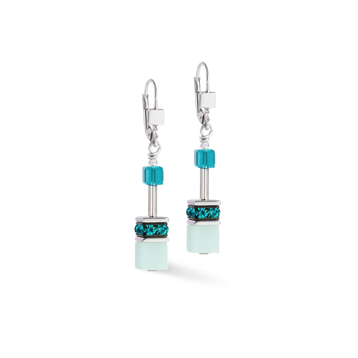 Coeur de Lion GeoCUBE® Iconic Precious Earrings Silver-Green - Michael Jones Jeweller