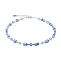 Coeur de Lion GeoCUBE® Iconic Mono Silver Necklace Blue - Michael Jones Jeweller