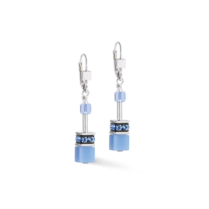 Coeur de Lion GeoCUBE® Iconic Mono Silver Earrings Blue