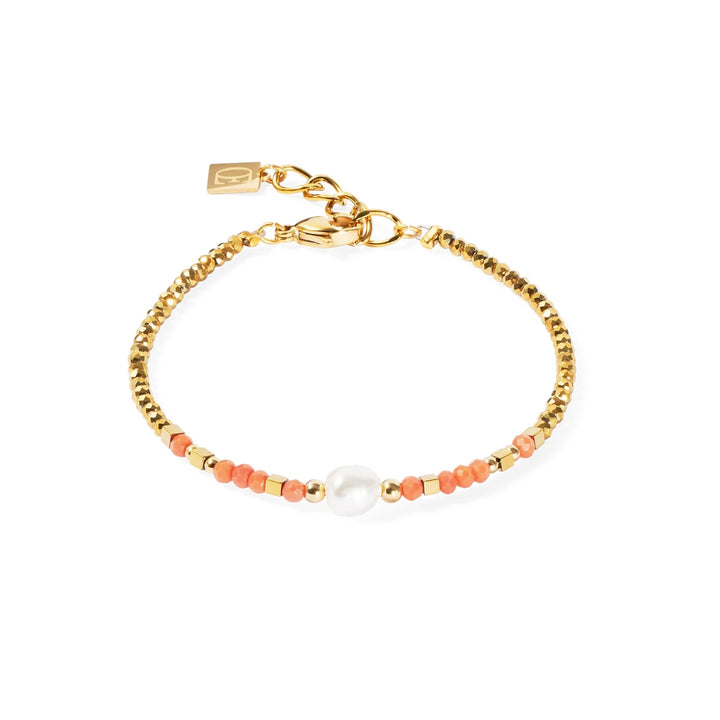 Coeur de Lion Sunset Pearl Bracelet Gold-Coral - Michael Jones Jeweller