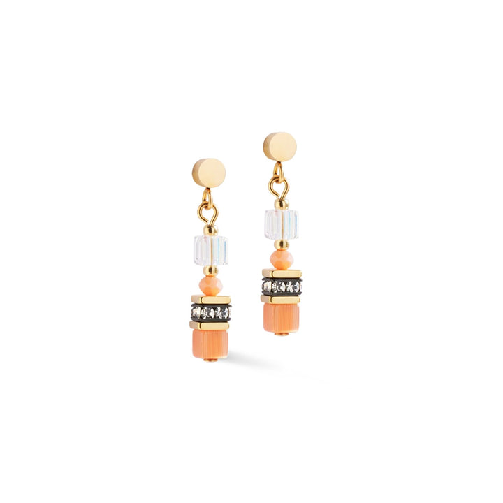 Coeur de Lion Mini Cube Drop Earrings Orange