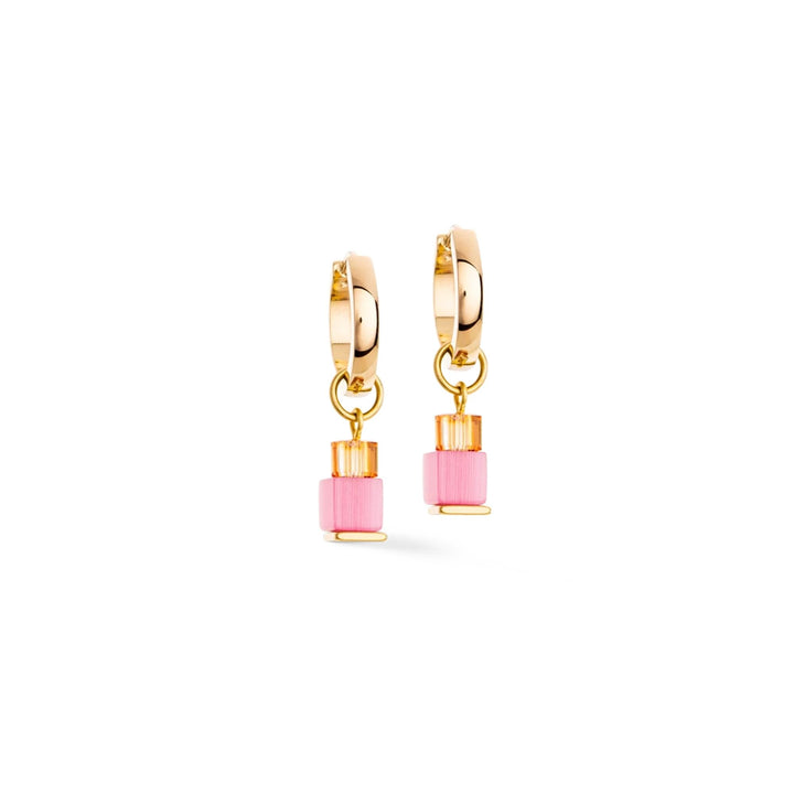 Coeur de Lion Cube Fusion Charm Creole Earrings Gold-Rainbow