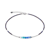 Coeur de Lion Cube Story Minimalistic Sparkling Necklace Blue - Michael Jones Jeweller