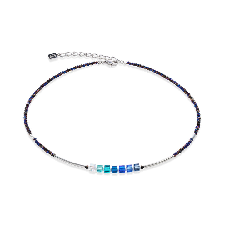 Coeur de Lion Cube Story Minimalistic Sparkling Necklace Blue - Michael Jones Jeweller