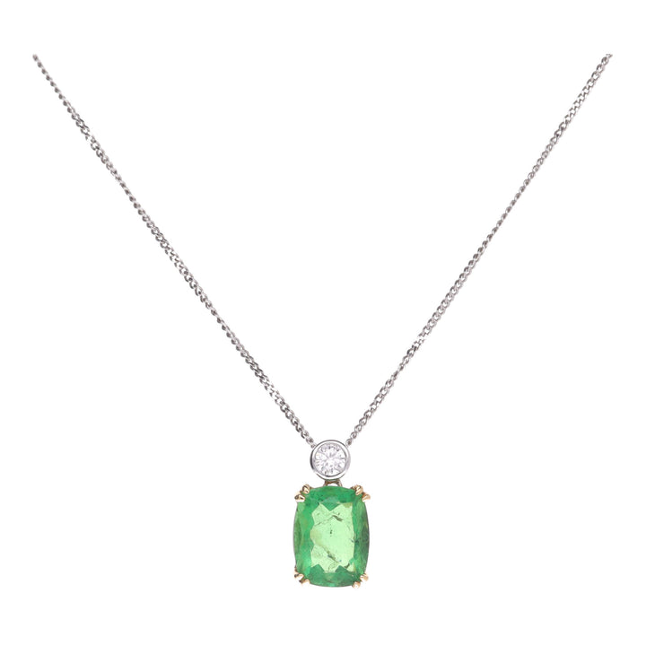 Green Fluorite and Diamond 18ct Yellow and White Gold Necklace - Michael Jones Jeweller