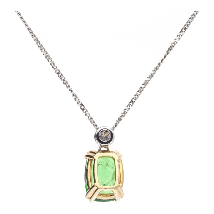 Green Fluorite and Diamond 18ct Yellow and White Gold Necklace