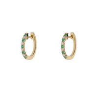 Emerald and Diamond 18ct Yellow Gold Hoop Earrings - Michael Jones Jeweller