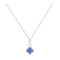 Sapphire and Diamond 18ct White Gold Cluster Drop Necklace