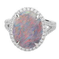 Black Opal and Diamond Platinum Ring - Michael Jones Jeweller