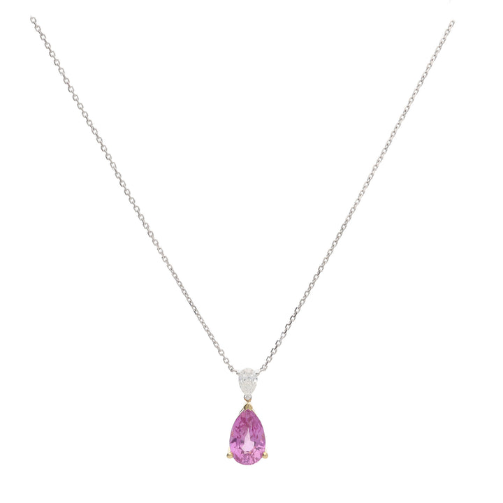 Pink Sapphire and Diamond 18ct White and Yellow Gold Necklace