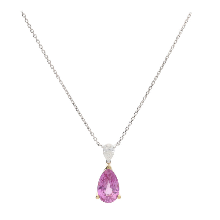 Pink Sapphire and Diamond 18ct White and Yellow Gold Necklace