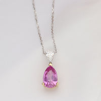 Pink Sapphire and Diamond 18ct White and Yellow Gold Necklace