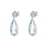 Aquamarine and Diamond 18ct White Gold Pear Drop Earrings