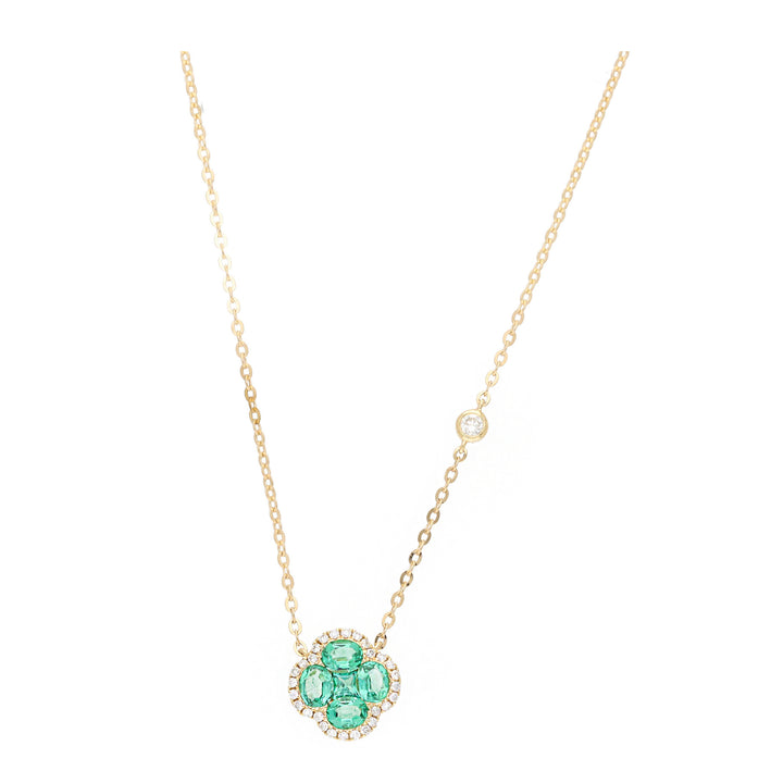 Emerald and Diamond 18ct Yellow Gold Clover Pendant