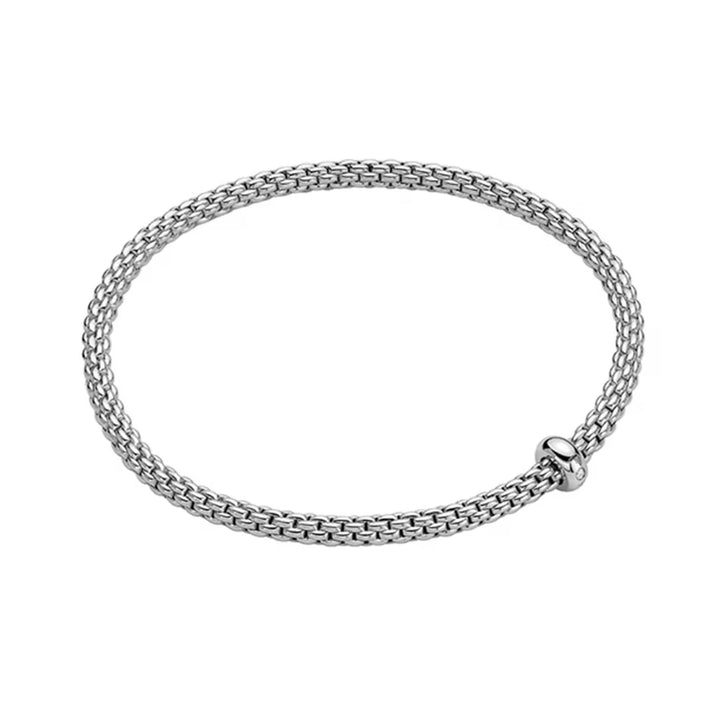 FOPE Flex'it Prima 18ct White Gold 0.01ct Diamond Set Bracelet Medium - Michael Jones Jeweller