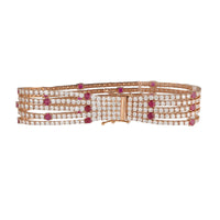 Diamond and Ruby Five Strand 18ct Rose Gold Bracelet