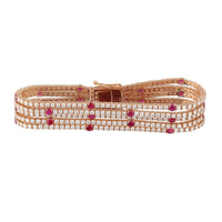 Diamond and Ruby Five Strand 18ct Rose Gold Bracelet