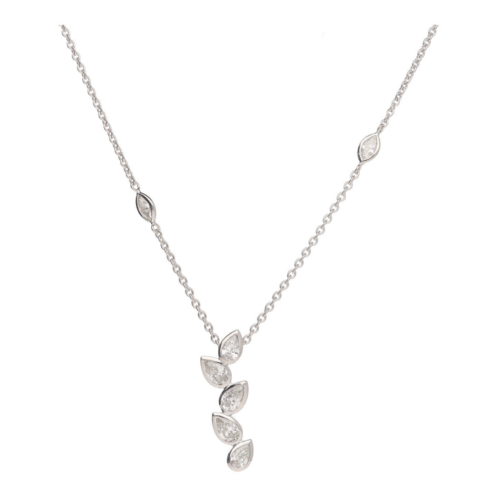 Diamond 1.14ct 18ct White Gold Stacked Pear Shape Climber Necklace - Michael Jones Jeweller