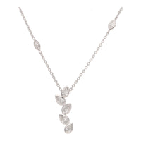 Diamond 1.14ct 18ct White Gold Stacked Pear Shape Climber Necklace - Michael Jones Jeweller