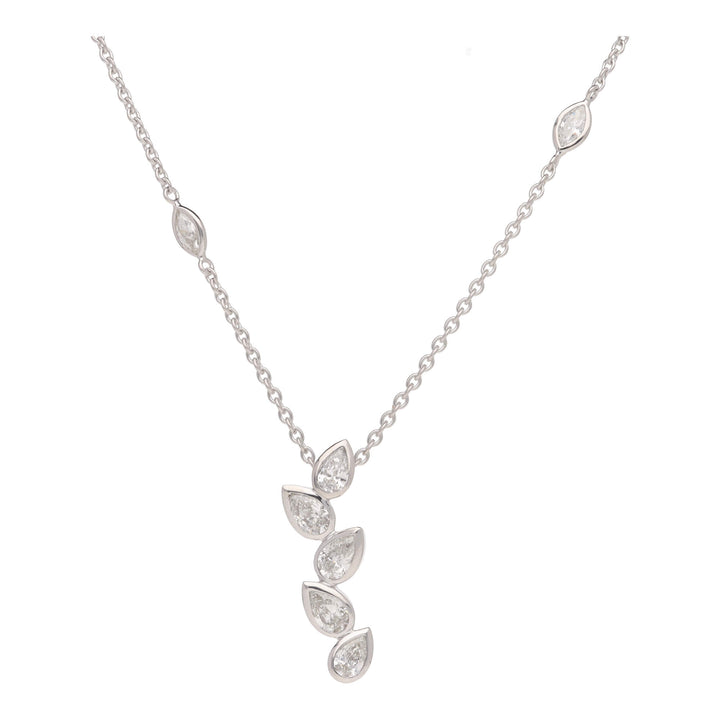 Diamond 1.14ct 18ct White Gold Stacked Pear Shape Climber Necklace