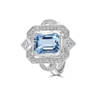 Diamond and Aquamarine 18ct White Gold Ring