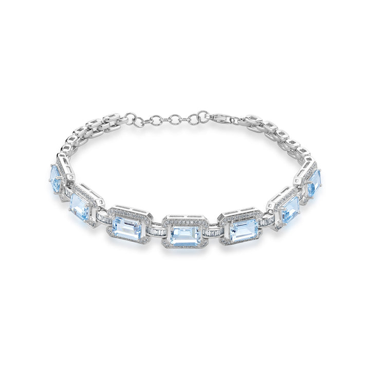 Aquamarine and Diamond 18ct White Gold Bracelet