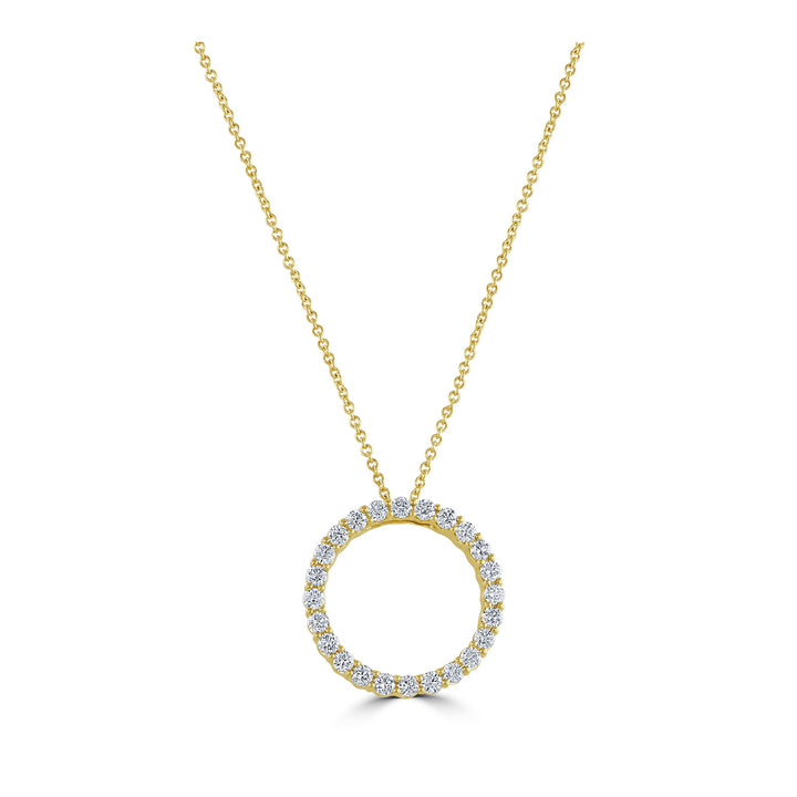 Open Circle Diamond Set 18ct Yellow Gold Necklace