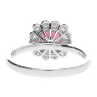 Pink Tourmaline and Diamond 18ct White Gold Cluster Ring