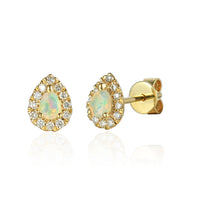 Opal and Diamond 18ct Yellow Gold Pear Cluster Earrings