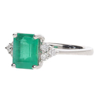 Emerald and Diamond 18ct White Gold Trefoil Ring - Michael Jones Jeweller