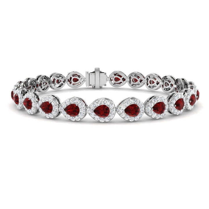 Ruby and Diamond 18ct White Gold Cluster Bracelet