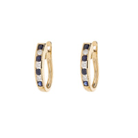 Sapphire and Diamond 0.22ct 18ct Yellow Gold Hoop Earrings - Michael Jones Jeweller