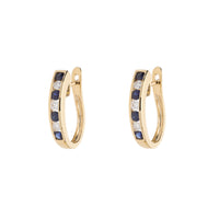 Sapphire and Diamond 0.22ct 18ct Yellow Gold Hoop Earrings - Michael Jones Jeweller