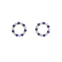 Sapphire and Diamond 18ct White Gold Stud Earrings