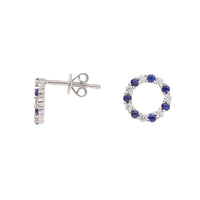 Sapphire and Diamond 18ct White Gold Stud Earrings