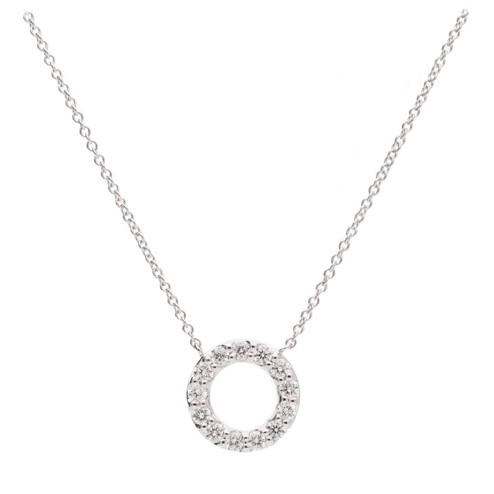 Open Circle Diamond 0.27ct 18ct White Gold Necklace - Michael Jones Jeweller