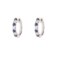 Sapphire and Diamond 0.27ct 18ct White Gold Hoop Earrings