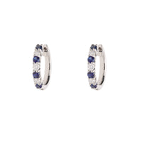 Sapphire and Diamond 0.27ct 18ct White Gold Hoop Earrings - Michael Jones Jeweller