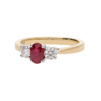 Ruby and Diamond 18ct Yellow Gold Three Stone Ring - Michael Jones Jeweller