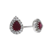 Ruby and Diamond Pear Shape 18ct White Gold Stud Earrings - Michael Jones Jeweller