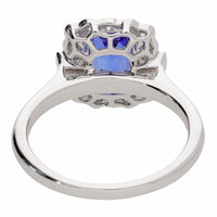 Tanzanite and Diamond 18ct White Gold Rectangular Cluster Ring - Michael Jones Jeweller