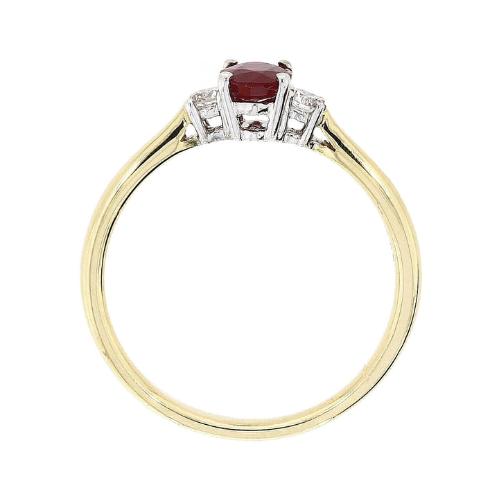 Ruby and Diamond 18ct Yellow Gold Three Stone Ring - Michael Jones Jeweller